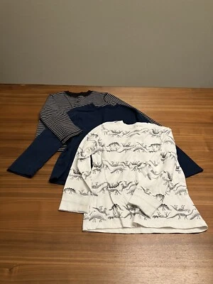 3 Cat & Jack + Joe Fresh Boys Long Sleeve T-shirt Size S 6/7 Navy Stripes Dino - Image 1 of 4