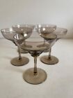 Vintage Mid Century Champagne Coupes Cocktail Glasses x 5 50s MCM Smoky Grey