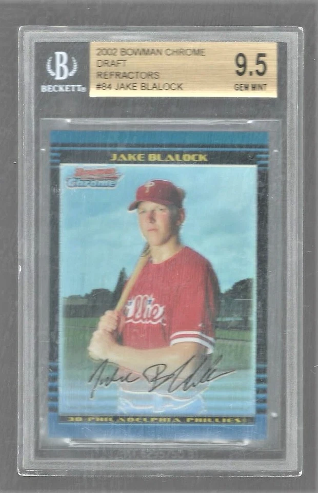 2002 BOWMAN CHROME DRAFT #84  JAKE BLALOCK  RC  REFRACTOR BGS 9.5 GEM MINT 8/300 - Image 1 of 2