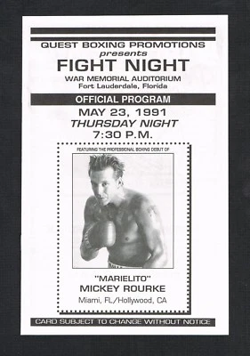 VERY RARE 1991 MICKEY ROURKE debut boxing program Mickey boxer actor movie star - Image 1 of 2