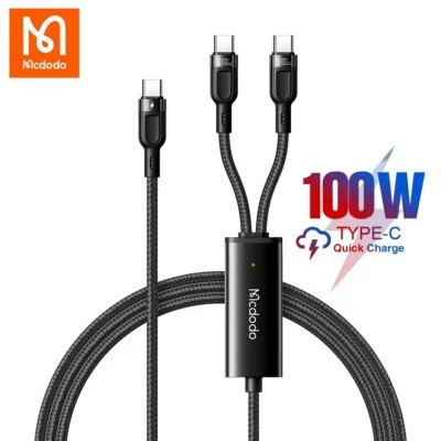 Mcdodo 2 in 1 Multi USB Charger Cable Dual USB C 100W 5A Charging 1.2m - Image 1 of 4
