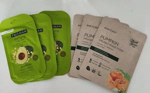 Face Mask set of 6. 3 purifying clay mask"avocado&otmeal" 3 pumpkin sheet mask - Picture 1 of 1