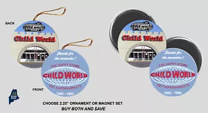 CHILD WORLD Christmas Ornament / Magnet Set - Vintage Defunct Retail Toy Store - Picture 1 of 1