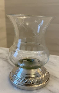 Gruen Vintage Sterling Silver Weighted Etched Stars Crystal Toothpick Holder 925 - Picture 1 of 4