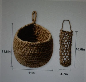 Gmirdec Hanging Fruit & Vegetable Baskets Hand Woven Natural Jute Round Shape - Picture 1 of 4