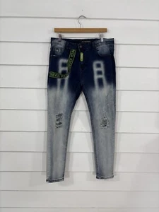 Regular Fit Ripped Jeans Men Casual Street Style Distressed Denim Pants 36 x 29 - Picture 1 of 19
