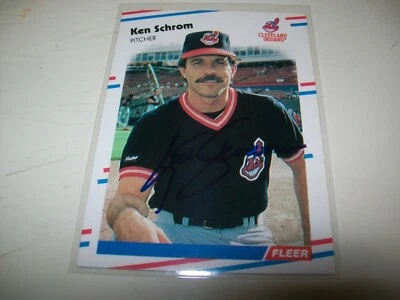 1988 FLEER KEN SCHROM AUTOGRAPH SIGNED AUTO #614 CLEVELAND INDIANS - Image 1 of 2