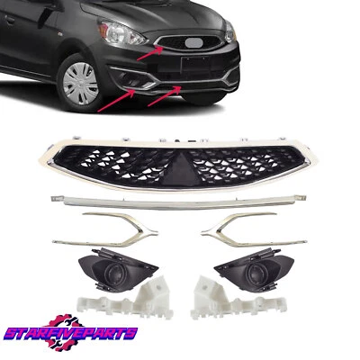 Fits Mitsubishi Mirage Hatchback 2017-20 Front Grille/Bumper Trim/Fog Lamp Bezel - Image 1 of 4