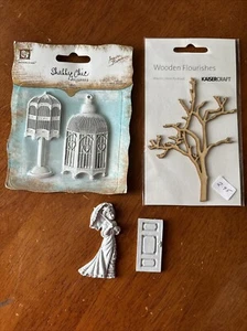 Shabby Chic y KaiserCraft Lote Nuevo Árbol Jaula Dama Puerta Adornos Artesanía - Imagen 1 de 10