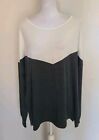 MH Misslook Long Sleeve Scoop Neck Women's Top Size 3XL White/Gray 