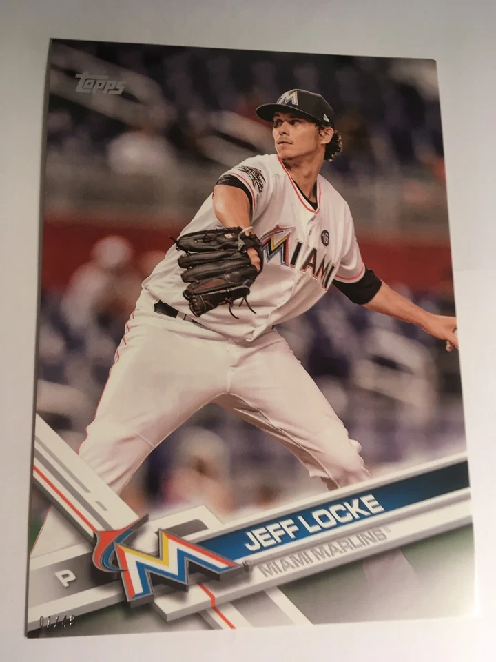 2017 Topps Update Jumbo 5x7 Jeff Locke Marlins US220 #'d 02/49 - Image 1 of 1