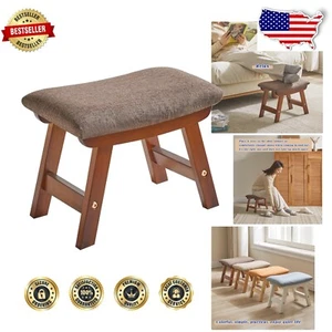 Elegant Beech Wood Foot Stool with Removable Cover - Lightweight & Stylish - Picture 1 of 8