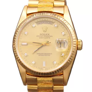 Mens Rolex 18K Gold Day-Date President Watch Gold Champagne Diamond Dial - Picture 1 of 8