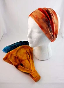 Tie Dye Headband Extra Wide Fabric Stretch Tapered Elastic Back Kerchief - Picture 1 of 15