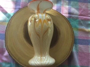 GORGEOUS 1970's BUZZINI BRIDGETON ART GLASS STUDIO PULLED FEATHER VASE- Signed! - Picture 1 of 11