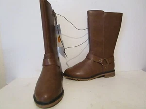 Cat & Jack Kids Girls Krista Side Zip Riding Boots Brown Size 2 - Picture 1 of 5