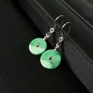 【KATHY JADE】Icy Emerald Floral Green Jadeite Jade Earring《Grade A》 - Picture 1 of 1