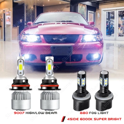 Para Ford Mustang 1994-2004 6000K Faro LED Alto Bajo Antiniebla 4X Bombillas Combo Foto 1 de 4