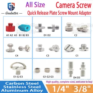 Camera Screw 1/4" 3/8" Quick Release Plate Screw DSLR Tripod Mount Adapter - Picture 1 of 27