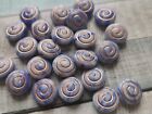 15 Czech glass shell snail fossil round beads blue mix with gold wash - 13 mm
