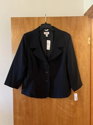 Chaqueta Blazer Talbots Negra De Colección Poliéster Lana Rayón Mezcla Nueva Con Etiquetas Talla 18 Foto 1 de 4