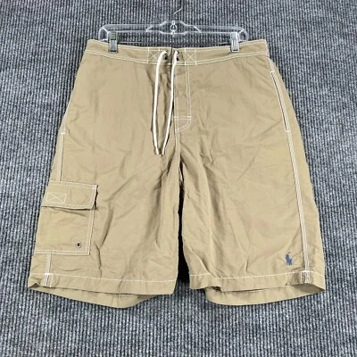 Polo Ralph Lauren Swim Trunks Shorts Mens Medium Beige Lined Swim Pool Beach - Imagem 1 de 4