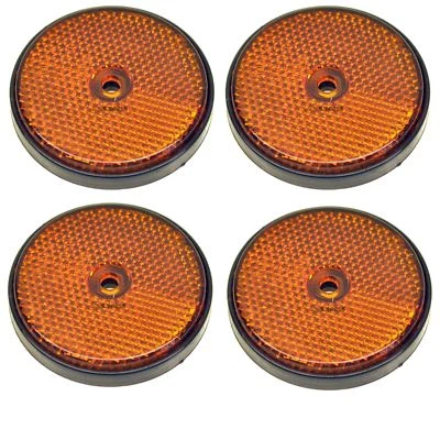Amber Round Side Reflector Pack of 4 for Trailers Fence / Gate Posts TR066 - Image 1 of 4