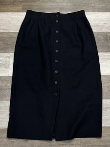 Vintage Talbots 100 % Wolle Knopfleiste Maxirock Damengröße 12P schwarz gefüttert sehr guter Zustand! " - Bild 1 von 8