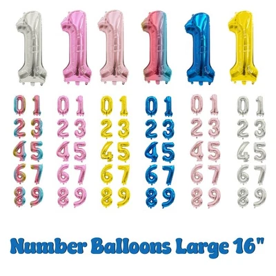 Número Globos Grande 40.6cm Gigante Aluminio Helio Aire Boda Cumpleaños Años 0-9 - Imagen 1 de 2