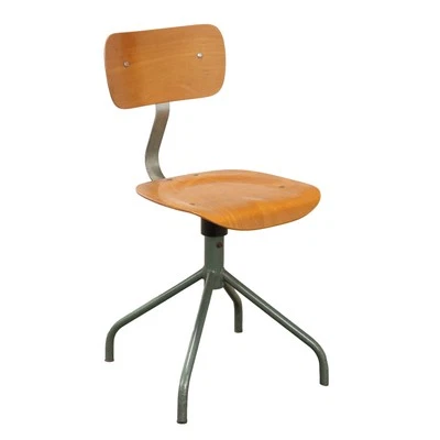 Vintage Hocker Industrial Stil Sperrholz Metall Design 60er-70er Jahre - Bild 1 von 4