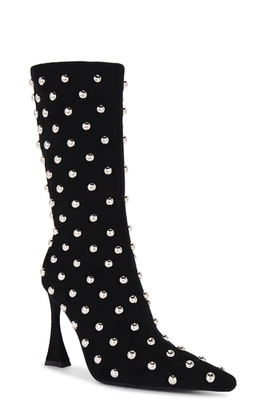 Jeffrey Campbell Fancy-U Boot Black Suede Silver domed studs  7.5 NIB $280 msrp Foto 1 de 4