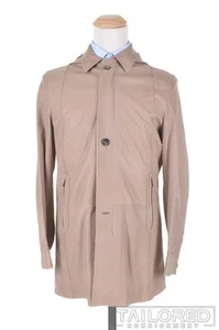 NWT - KITON 9536 Solid Beige Leather Hooded Mac Trench Jacket Coat - EU 50 / M - Picture 1 of 9