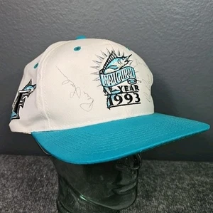 De colección Años 90 Para hombres Especialidades Deportivas MLB Florida Marlins 3 Autógrafos Gorra Snapback - Imagen 1 de 12