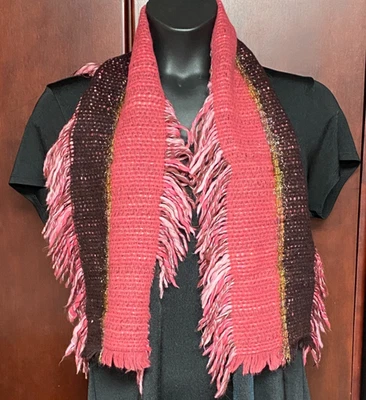 Jacques d'Albry Paris Reversable Fringed Scarf Multiple Colors and Gold Srtipe - Image 1 of 4