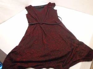 Vestido Black Label Evan Picone sin mangas rojo negro con cinturón para mujer talla 8 - Imagen 1 de 7