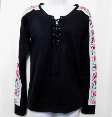 Camisa vaquera rock and roll para mujer S negra adornada occidental con cordones Top Foto 1 de 4