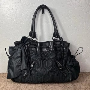 Juicy Couture Purse Y2K Black Ribbon Bow Vintage Daydreamer Nylon AOP RARE - Picture 1 of 21