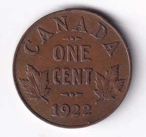 Canada 1922 1c One Small Cent Copper Coin King George V G/VG - Picture 1 of 2