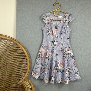 Review Romance Peony Rose Lace Dress Size 12 M Purple Floral Flower - Foto 1 di 10