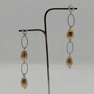 ORECCHINI PENDENTI A PENDOLO IN ORO BIANCO E ORO ROSA 18KT 4,6 GRAMMI (0526) - Foto 1 di 10