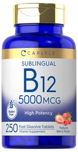 Vitamin B12 5000 mcg | 250 Fast Dissolve Tablets | Vegetarian | by Carlyle - Picture 1 of 7
