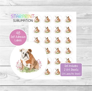 Bulldogge runde Aufkleber/Etiketten für Umschlagsiegel/Partytüten/Geschenke/Etiketten - Bild 1 von 1