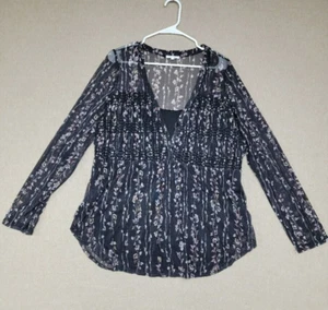 MAURICE'S ~ Blusa Floral Negra 1X Para Mujer Pull Over Malla Calada Superposición Forrada - Imagen 1 de 7