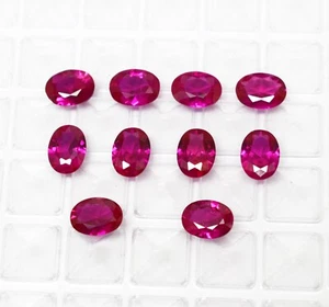 Lote de 10 piezas anillo rubí natural Mogok rojo corte ovalado suelto certificado rubí piedras preciosas - Imagen 1 de 8