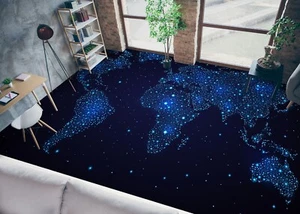 3D Stars World Map N1047 Floor WallPaper Murals Floor Print Decal Romy 2024 - Picture 1 of 5