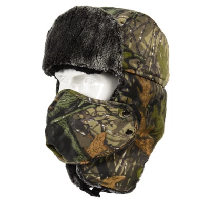 Winter Camo Lei Feng Hat Thickened Combat Riding Ear Warmer Cap Face Mask - Image 1 of 4