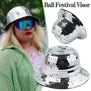 Women Disco Ball Hat Disco Visor Hats For Disco Mirror 2023 Bucket Hat New B1 - Picture 1 of 9