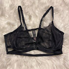 Victorias Secret 34D Bra Black Very Sexy Unlined Demi Underwire Side Zip Closure