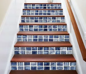 3D Azul Cuadrado ZHU326 Escaleras Elevadores Decoración Foto Mural Vinilo Papel Pintado Amy - Imagen 1 de 6