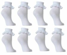 12 PAIRS GIRLS SCHOOL WHITE COTTON LACE SOCKS FRILLY LACE ANKLE SOCKS ALL SIZES 